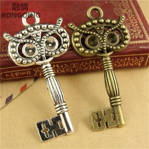 RONGQING 20pcs/pack Jewelry Animals Owl Key Charm for Bracelet Necklace Jewelry DIY Making Accessories