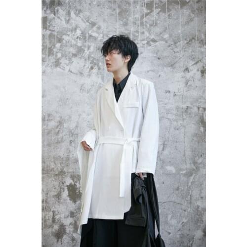 S-6XL! Plus-size mens clothing 2021 Dark design with asymmetrical cape in long suit coat