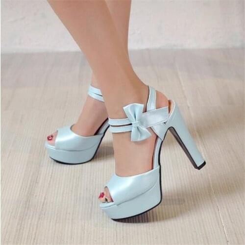 Sandals female summer 2021 new high-heeled fish mouth shoes bow sexy rough with waterproof platform Roman womens shoes