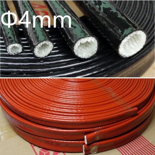 Thickening Fire Proof Tube ID 4mm Silicone Fiberglass Cable Sleeve High Temperature Oil Resistant Insulated Wire Protect Pipe