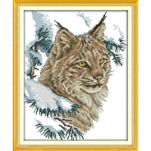 Everlasting Love Christmas Wildcat Chinese Cross Stitch Kits Ecological Cotton Stamped 11CT And 14CT New Store Sales Promotion
