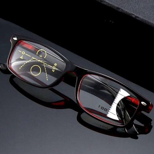 High Quality Progressive Multifocal Reading Glasses Men Women Anti Blue-Light Presbyopic Glasses Square Full Frame +1.5 2.5
