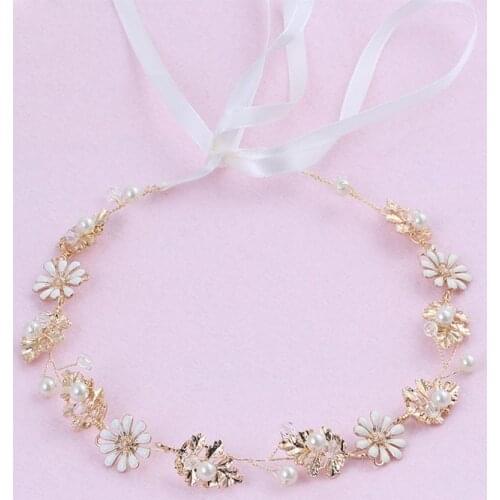 SLBRIDAL Gorgeous Baroque Styles Gold Flower Crystals Pearls Wedding headband hair vine bridal party headpiece hair accessories