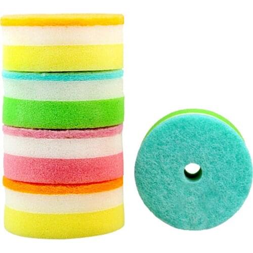 1PC/5PCS Sponges Scouring Pads Flower Round Shape Sponge Brush Tableware Glass Wash Dishes Sponge Kitchen Home Cleaning Tool