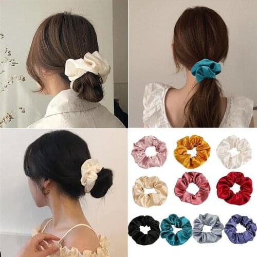 10Pcs/Set Solid Color Hair Ropes Hair Scrunchies Elastic Solid Color Ponytail Holders For Women Girls Hair Accessories