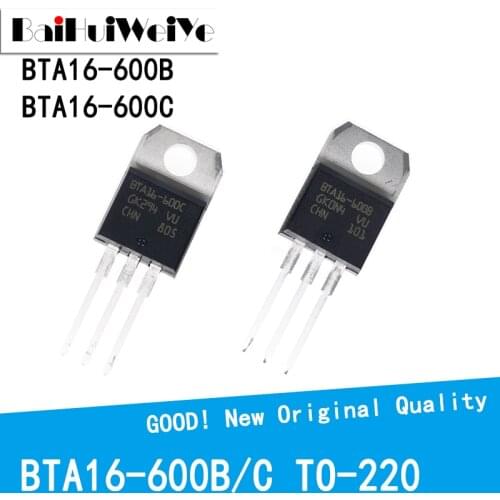 10PCS/LOT BTA16-600 BTA16-600B BTA16-600C 16V 600A TO220 TO-220 BTA16 Bidirectional Thyristor New Original Good Quality Chipset