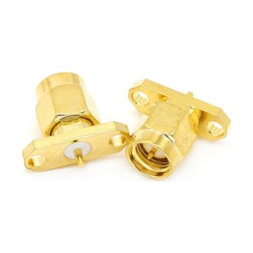 2pcs SMA Male Panel Mount 2 Holes Flange Deck Solder RF Coaxial Connector adapters
