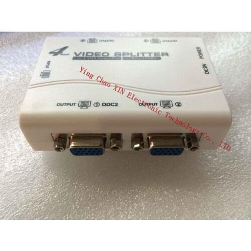 2020 Year NEW White 1 to 4 ports VGA video splitter 1-in-4-out 250MHz device 1920*1440 4 Port VGA Monitor Splitter Adapter 1x4