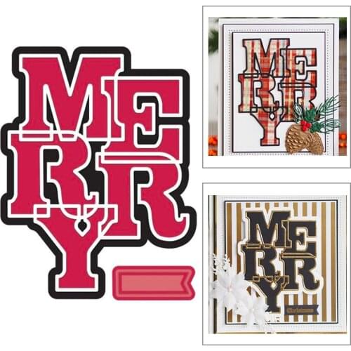2021 New English Words Merry and Shadow Metal Cutting Dies For DIY Craft Making Scrapbooking Paper Greeting Card No Clear Stamps
