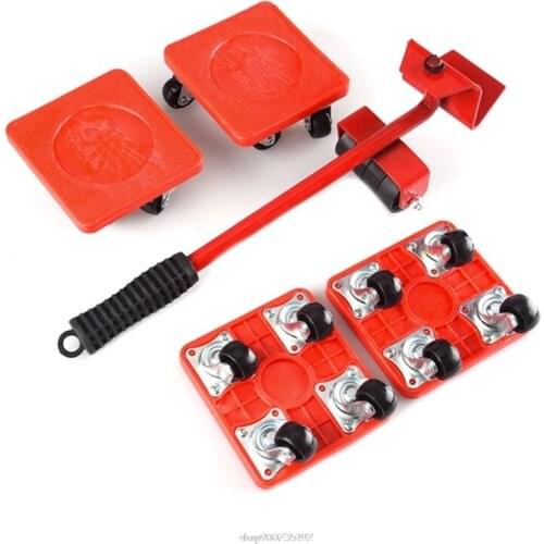 360 Degree Furniture Mover Tools Transport Lifter Heavy Stuffs Moving 4 Wheeled Roller Universal Pulley with 1 Bar N02 Dropship