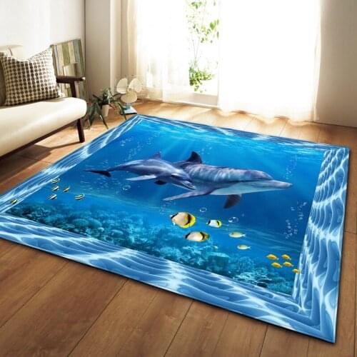 3D Print Sea World Carpet fish shark rugs kids room play floor mat Home Decor area rug for bedroom bathroom baby carpet custom
