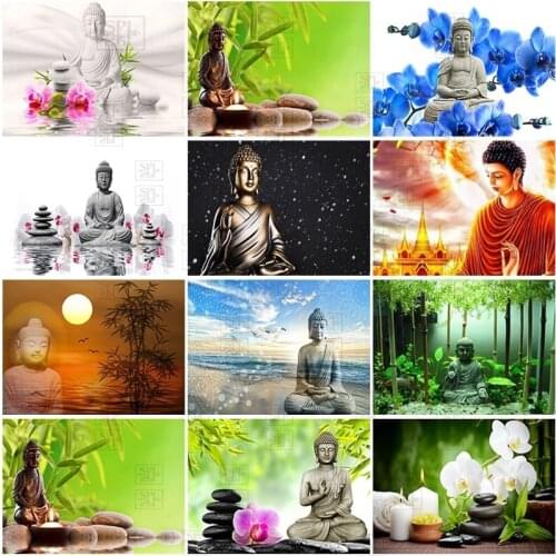 5D Diy Buddha Statue Diamond Painting Full Round Square Drill Mosaic Embroidery Cross Stitch Kits Wall Art Handcraft Decor Gift