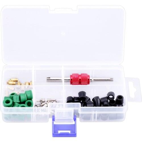 71pcs Universal Assorted A/C Air Conditioning Valve Core Tool Remover Installer Repair Tool Box Set Refrigerant Leak Valve Core