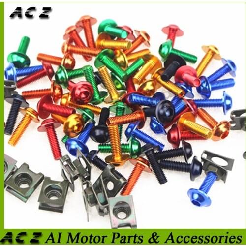 ACZ Universal Motorcycle 10pcs/Lot M6 6mm Fairing Body Work Bolts Nuts Aluminum Spire Speed Fastener Clips Screw Bolt Nut