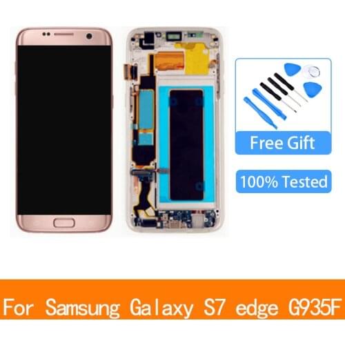 Amoled Screen For Samsung Galaxy S7 Edge G935 G935F Lcd Display Touch Screen Digitizer Assesmbly With Frame
