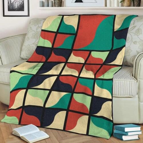 Abstract Geometric Pattern 3D Printed Velvet Plush Throw Fleece Blanket Bedspread Sherpa Blanket Home Decora