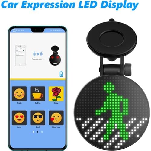 Wireless Car Sign Expression LED Funny Emotion Light Programmable Message Display Board APP Siri Fit For IOS Android EM01