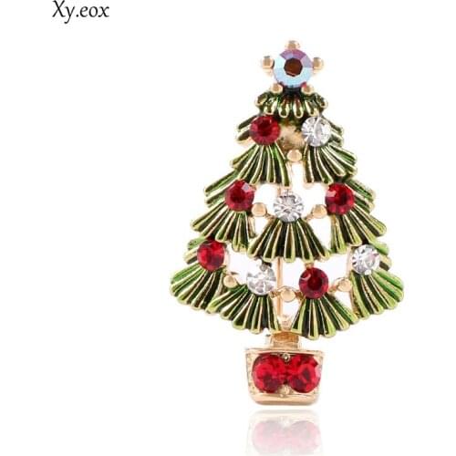 Christmas Tree Green Enamel Brooches Pins Collar Clip Fashion Jewelry Brooches