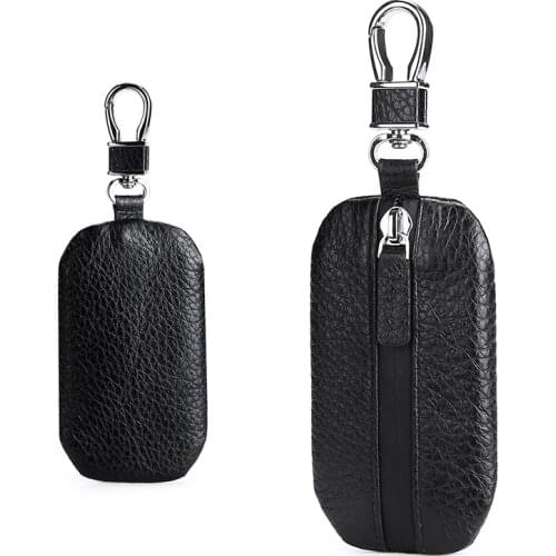 Genuine Leather Car Key Cases Men Wallets Key Holder Housekeeper Covers Zipper Bag Keychain Cover for Keys Organizer Bag
