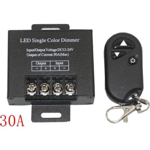 DC12-24V 30A Single Channel LED Dimmer Controller with 3Key Wirelss RF Remote Control for Single Color 5050 3528 LED Strip
