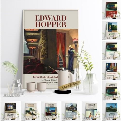 Edward Hopper Exhibition Museum Poster Nighthawks Retro Wall Art Canvas Painting Morning Sun New York Movie Gallery Home Decor