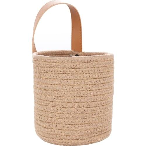 Pot Basket Wall Hanging Storage Baskets Home Decoration Hand Made Imitation Rattan Simulation Cotton Rope Planter