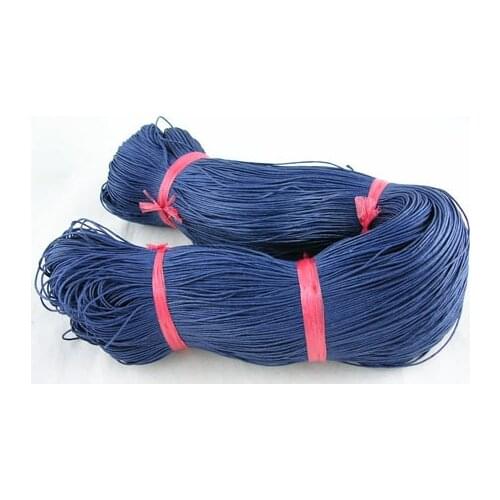 Cotton Wax Cord, Dark Blue, 1mm in diameter, about 430m/bundle