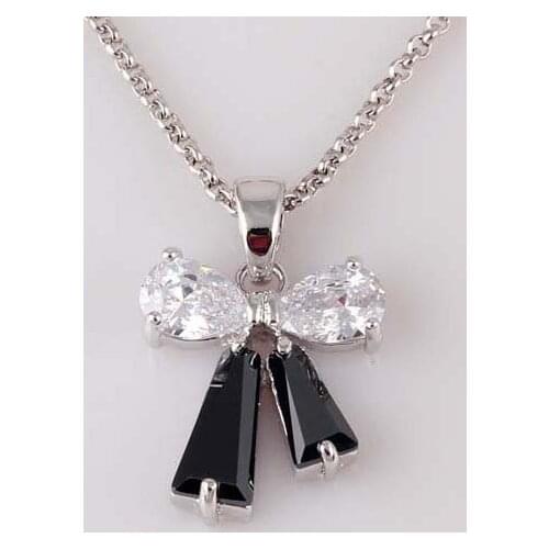Bow black and white color quality zircon inlay Drop Pendant