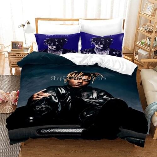Juice Wrld 3D Bedding Set Single Twin Full Queen King Size Stars Juice Wrld Bed Set Childrens Kid Bedroom Duvetcover Sets