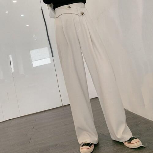 Summer New Style Elegant Drape Chiffon All-match Casual Trousers Womens Straight Loose High-waisted Wide-leg Mopping Pants
