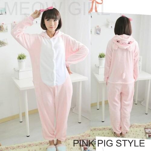 Cute Pink Pig - Pajamas Animal Onesie Cosplay Costume Unisex Sleepwear Party Nightgown with Pockets