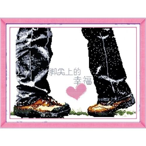 Happiness on tiptoe cross stitch kit people 18ct 14ct 11ct count print canvas stitches embroidery DIY handmade needlework