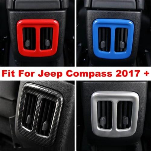 For Jeep Compass 2017 - 2020 Rear AC Air Vent Armrest Box Cover Trim Interior Accessories Red / Blue / Matte / Carbon Fiber Look