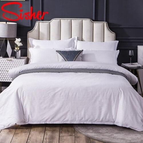 Soild Color Hotel Bedding Set Modern Brief Bed Linen Stripe Printed Duvet Cover Sets Single Double Bedclothes Soft Quilt Covers