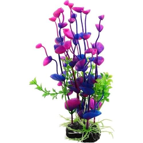 Plastic Aquarium Plants Decoration flowes Fish Tank Plant Grass Pruple Leaf Aquarium Background Decor Aquarium Accessories