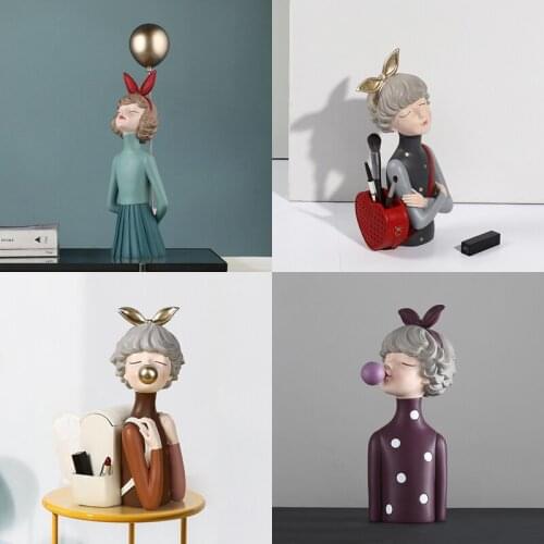 Nordic Luxury Bubble Girl Resin Ornaments Modern Living Room Porch Home Decoration Dining-table Decorative Figurine Girl Statues