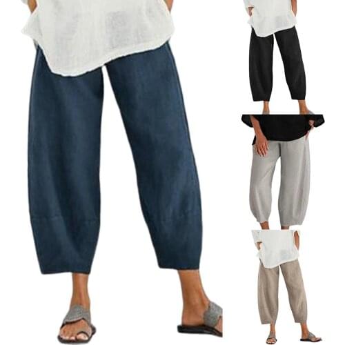 Cotton Linen Casual Harem Pants Wonen Joggers Woman Summer Trousers Chinese Style Baggy Pants 2020 Harajuku Clothe