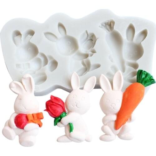 3D Rabbit Easter Bunny Silicone Mold Fondant Cake Cupcake Cookie Baking Candy Chocolate Gumpaste Decorating Tools