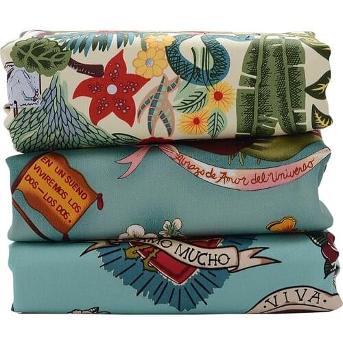 Vintage Flower Cloth Satin Sewing Cotton Fabric Dress Bag Sofa Curtain Patchwork Pillows Crafts Material Textile Fabric