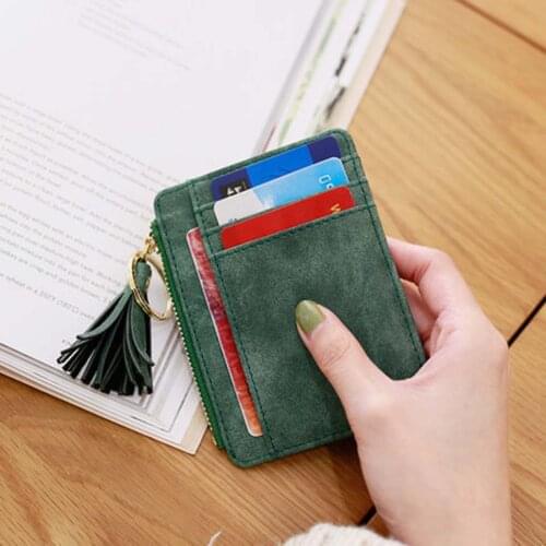 Slim Women Wallet Short Bag Small Pu Leather Credit Card Holders Thin Tassel Zipper Wallets Coin Pocket Fashion Clutch bag