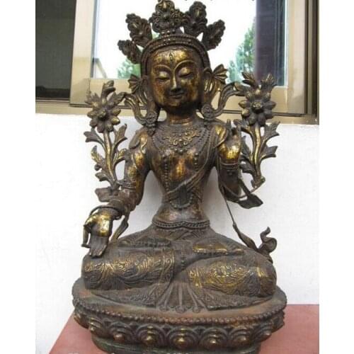 USPS to USA S0862 19 Tibet Buddhism Fane Bronze Copper White Tara Kwan-yin Guan Yin Buddha Statue