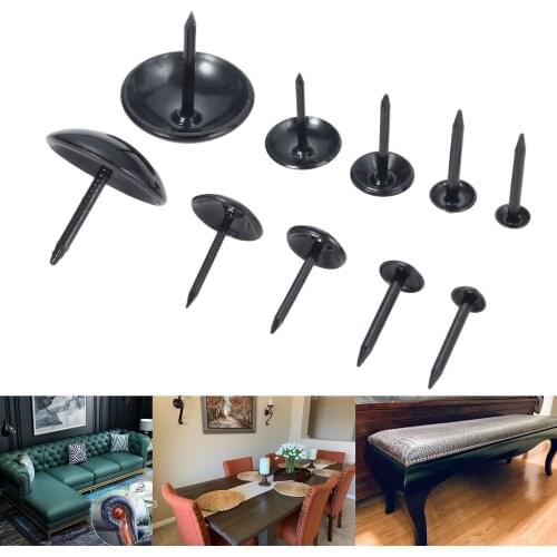 100/50pcs Black Upholstery Nails Round Head Metal Pushpins Vintage Tacks Stud Jewelry Case Wine Box Sofa Decor 5/7/9/11/19x17mm