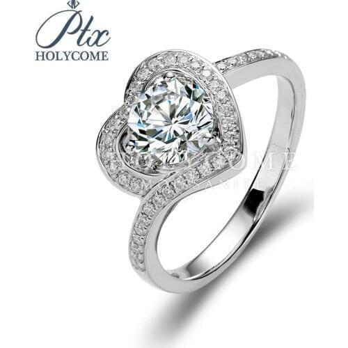 High quality colorless 8.5x8.5mm heart cut Silver plated 18k gold moissanite diamond engagement ring