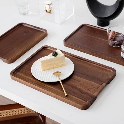 Japanese-style household acacia rectangular tea tray snack tray tea tray fruit tray water cup cup storage tray