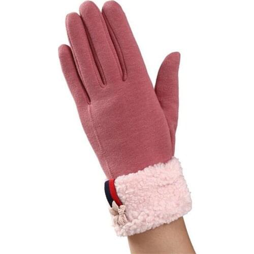 YSDNCHI Touched Screen Gloves Women New Warm Winter Skid Cotton Floral Casual Mittens Lace Splice Elegant Glove