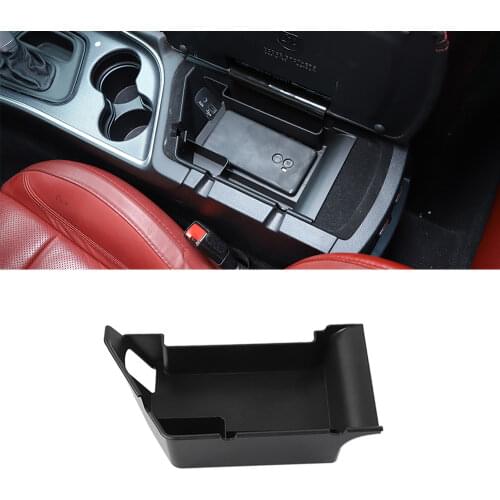 Car Armrest Box Storage Box Organizer for Dodge Challenger 2015 2016 2017 2018 2019 2020 Car Interior Accessories ABS Black