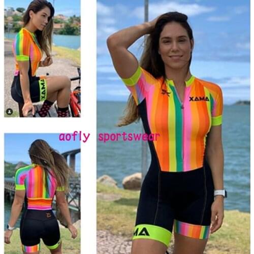 2020 Xama PRO Female Cycling Suit Wome‘s Triathlon Sets Maillot Ropa Ciclismo Bicycle Jersey Clothing Skinsuit Gel Pink Pad