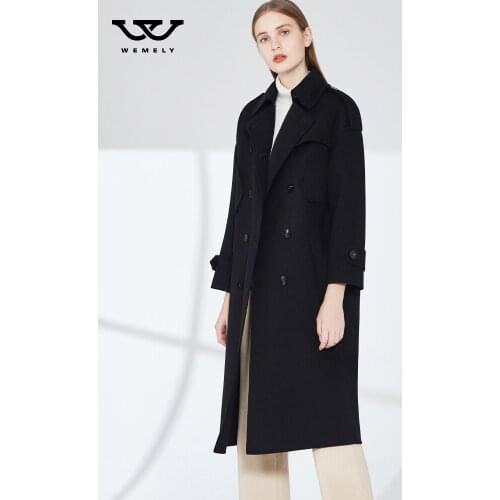 Double sided cashmere coat womens new double breasted loose large medium and long woolen coat in autumn and winter 2021
