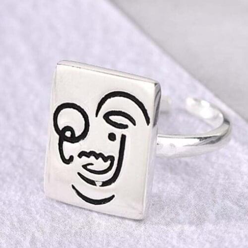 Womens Creative Crying Face Ring Trendy Fashion Womens Adjustable Size Ring Jewelry Funny Wedding Couple Ring Strange Things