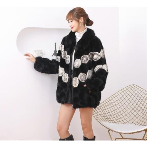 Real Fox Fur Vest Mink Fur Coat Womens Winter Female Fashion All-Match Mink Knit Jacket Mink Knitted FurCoat Free Shipping